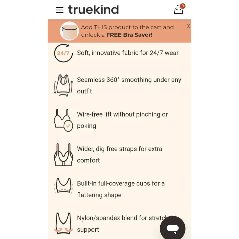 Truekind Beige Daily Confirt wireless Bra Size Medium NEW TAGS - Picture 7 of 7